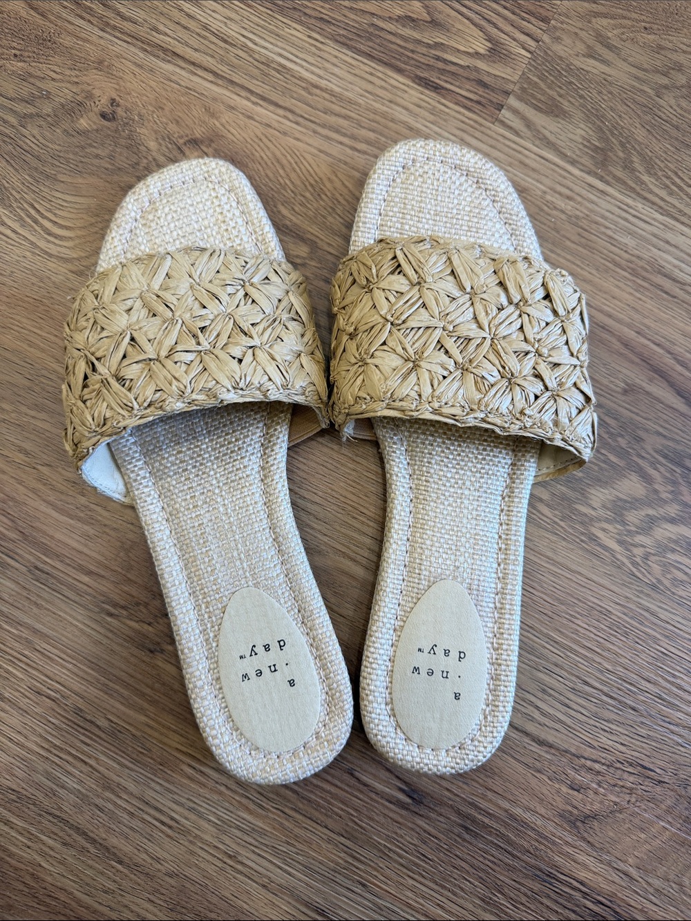 a new day Woven Raffia Slide Sandals in Natural Tan - Picture 1 of 3